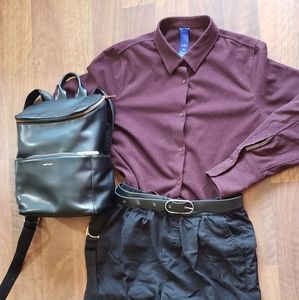 Kit & Ace Burgundy Button-Down Long Sleeve Shirt